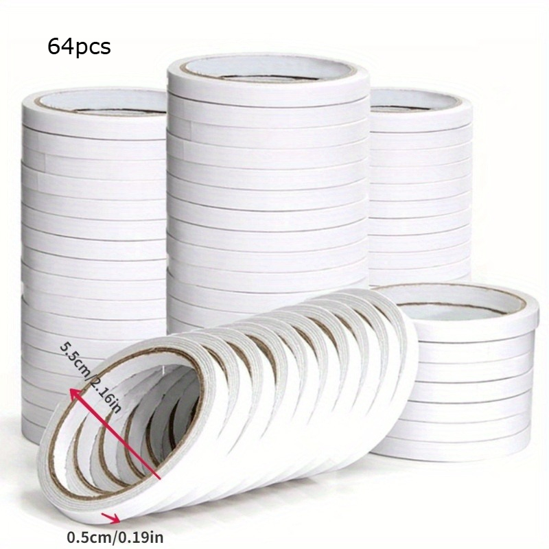 TEMU 64pcs Ruban Adhésif Double Face, Convient pour de Cadeaux, Bandes Adhésives Transparentes , Convient pour , l'Artisanat, la Création de Cartes,