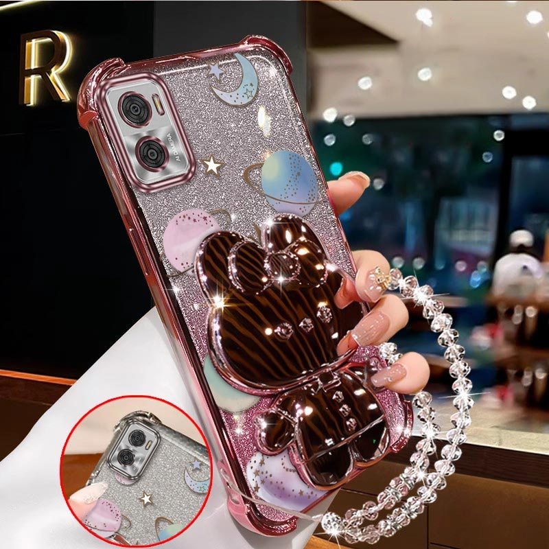 TEMU Phone Case: With A Stand And Transparent Beaded Lanyard Pattern Stylish Suitable For Moto G05 Case With Comfortable Feel Finish Featuring