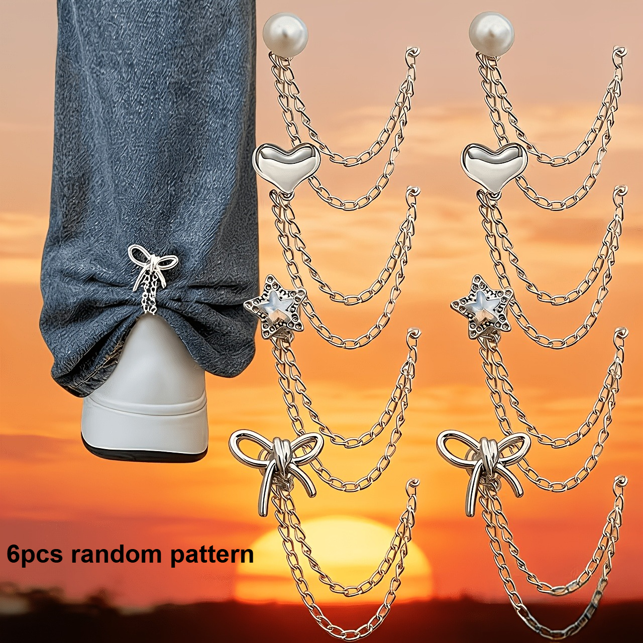 TEMU 6pcs Multi-functional Clothes Clips, For Cutting Pants , Metal Star Heart Bow (pattern Random), Suitable For Shirts, Clothes, Pants, For Cutting