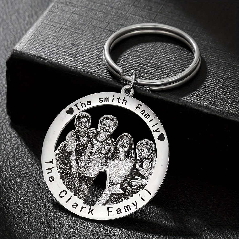 TEMU 1 stuk Klassieke Ronde Uitgesneden Gepersonaliseerde Sleutelhanger met Portretfoto voor Dames, Koppelfoto's, Familiegroepsfoto's, Jubileumfoto's