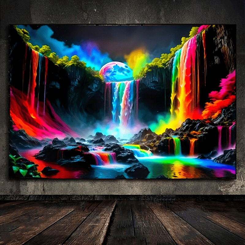 

Vibrant Waterfall Scene 5d Diamond Painting Kit - Drill Diy Canvas Art, 27.56x19.68 Inches, Ideal For Bedroom & Living Room Decor