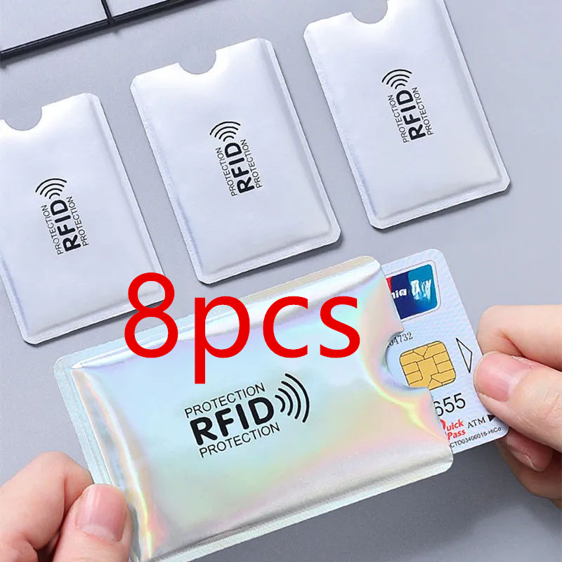 TEMU Confezione da 8 custodie per carte con RFID - Portafoglio e portapassaporto in PVC con NFC in lamina di alluminio, design , nessuna ricarica