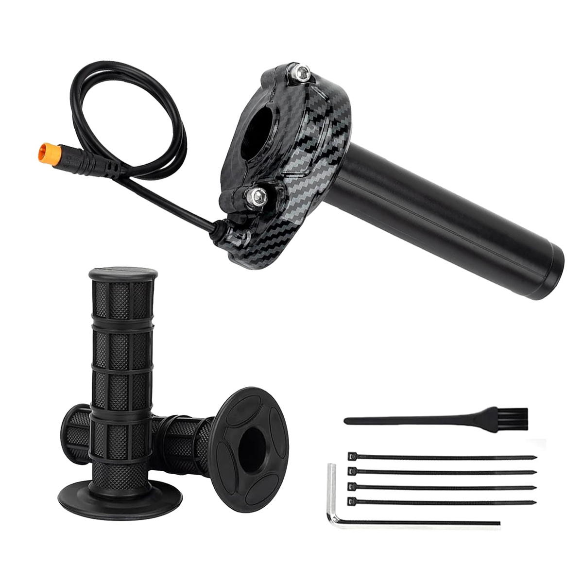 TEMU Full Twist Throttle For , 3-pin Throttle Grip, 12v-72v Electric Bike Replacement Compatible With Electric Dirt Bike - Carbon Fiber