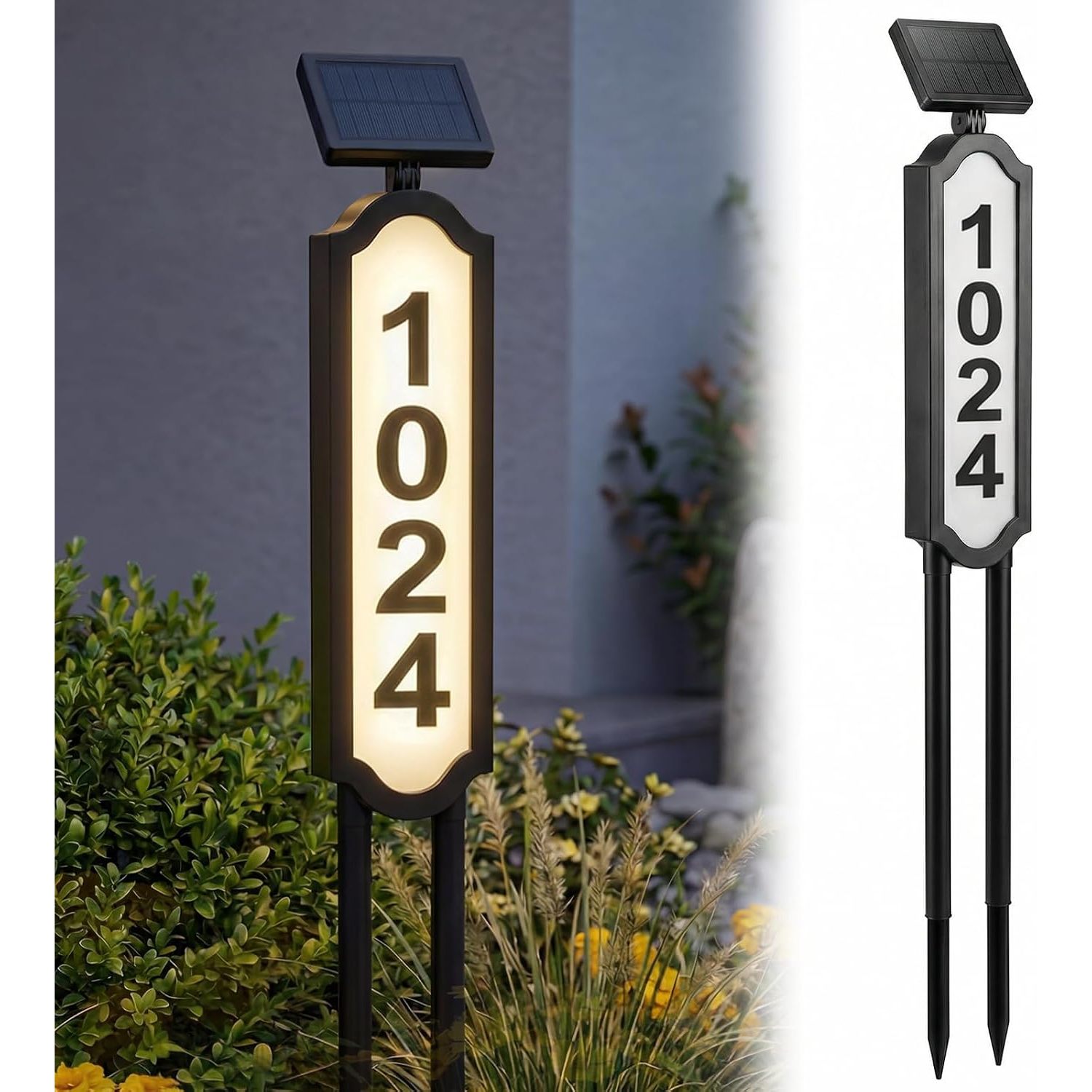 Image of Solar-powered Doorstep Lights And Ground-mounted Lawn Lights, Requiring No Wiring, Automatically At Night. Address Signs Are Ideal For Indicating Homes, Mailboxes, , And Commercial Areas