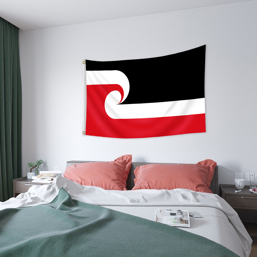 TEMU Vibrant Maori Flag - Made Of Durable Polyester, Available In 2x3 Feet Or 3x5 Feet, With Easy-to-hang Rings - For Home, Garden, Parties, ,