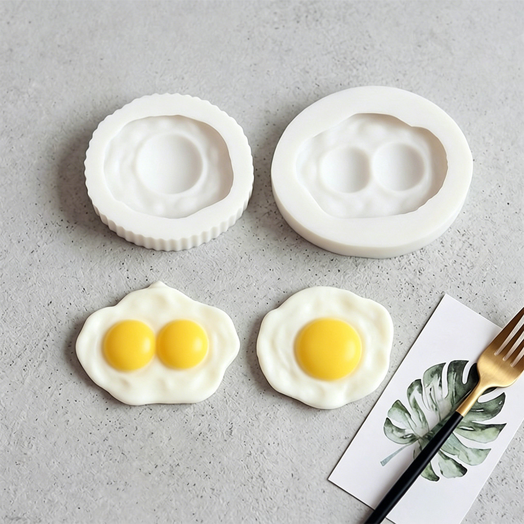 TEMU 2pcs Poached Egg Resin Molds, Silicone Fried Egg Casting Molds For Epoxy Resin, Candle, Diffuser Stone, Plaster, Wax, Clay Diy Crafts, Realistic