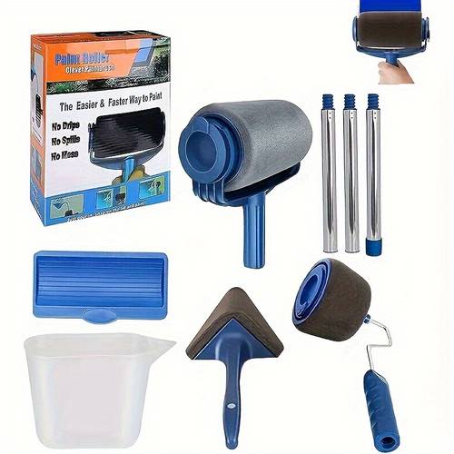 6pcs innovative paint roller set multi functional home commercial paint set with paint filling roller angle cutter easy to dump pot and extension rod inner and outer paint tool plastic