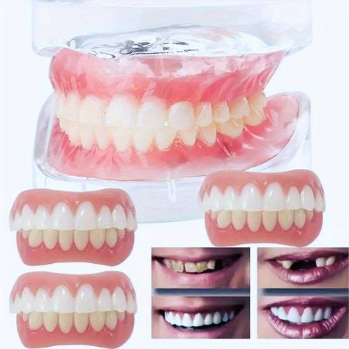 advanced denture pair upper and lower set effortless wear flawless long lasting resin material accessory