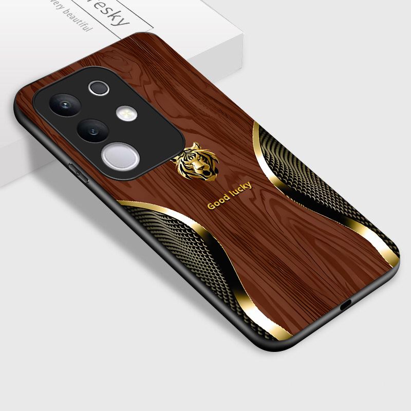 TEMU Phone Case: For Vivo Y29 4g Phone Case, Stylish Head Pattern Glossy Glass Back Cover Gift
