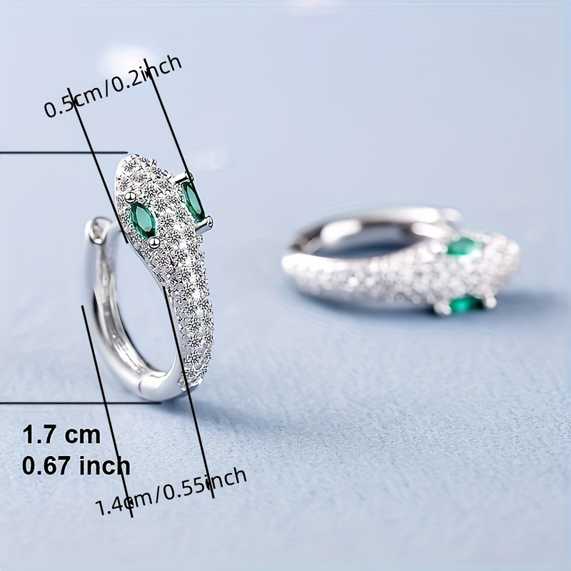 Snake Shaped Hoop Earrings with Green & Clear Gemstones