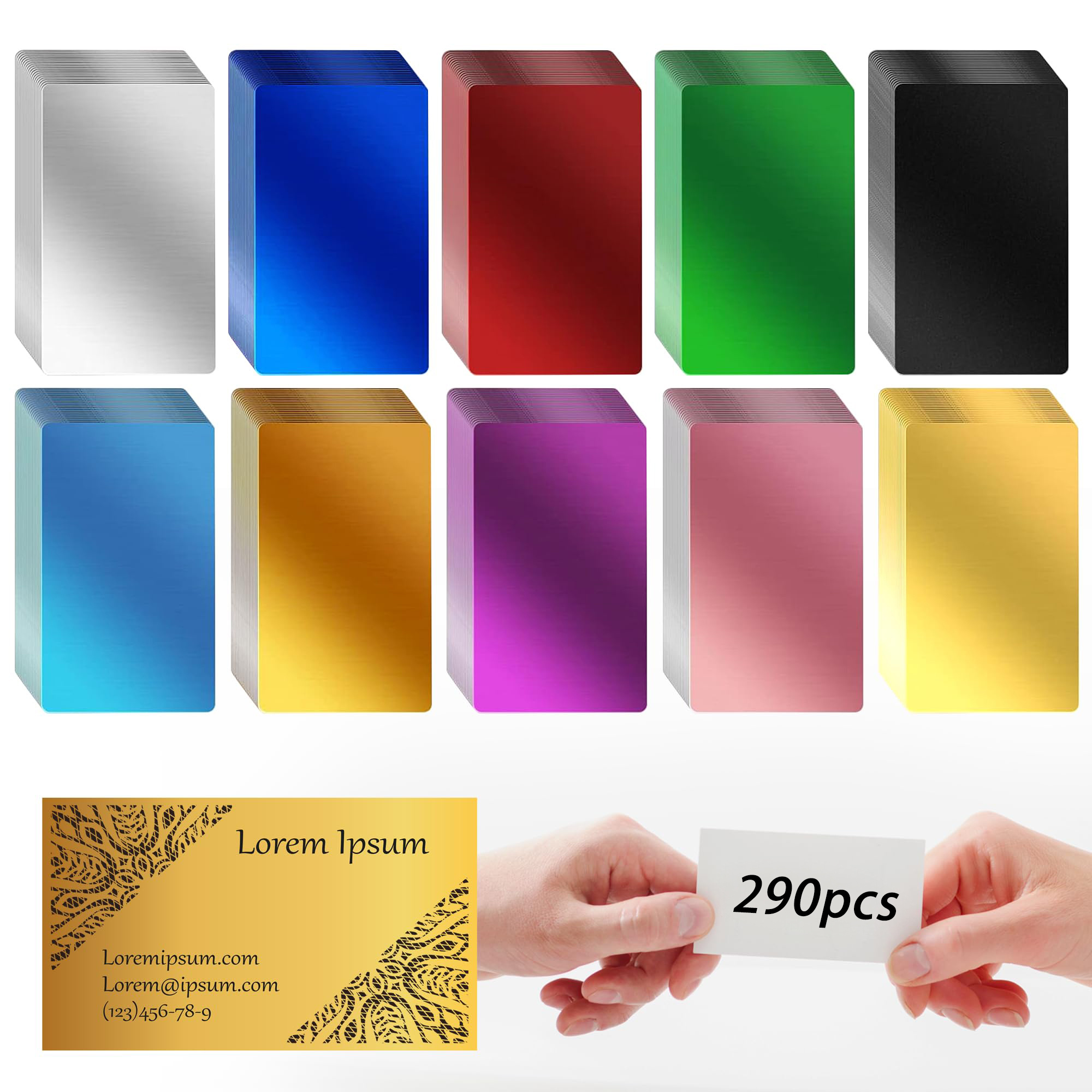 Tocome 290/600pcs Black Or Multicolor Metal Business Card Blanks Reliable, Durable, And Versatile Aluminum Business Card Blanks Suitable For Laser Engraving And Business Card Making.86×54×0.21mm