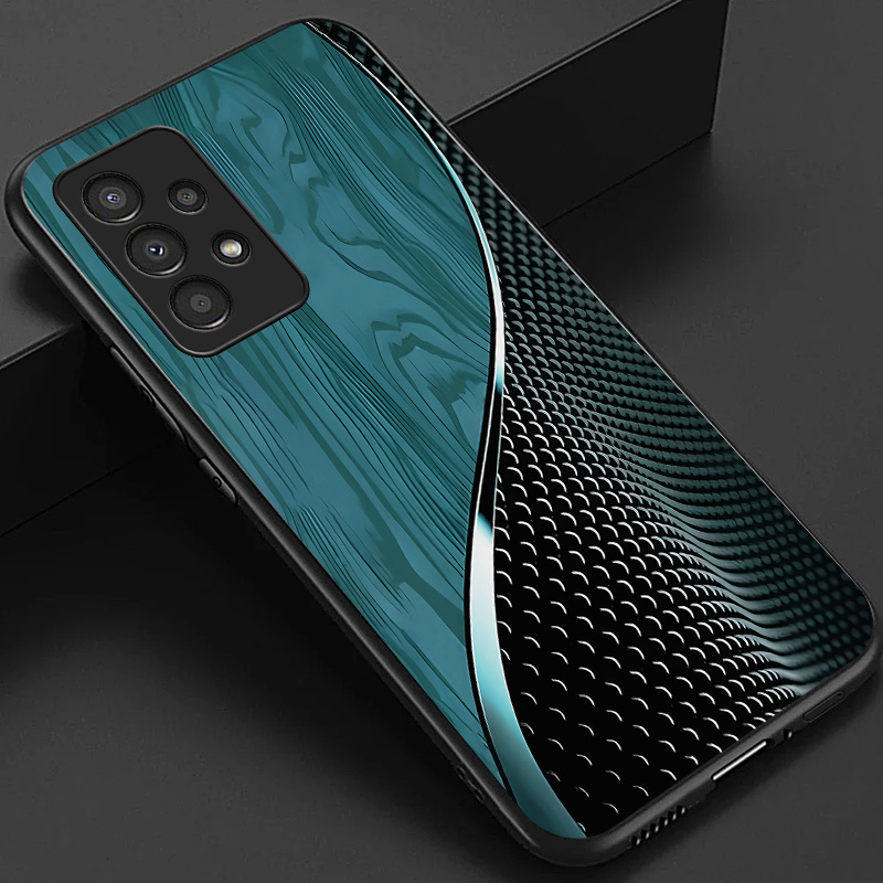 TEMU Phone Case - For A13 Phone Case, Elegant Glossy Glass Back Cover With Black, Green, And Brown Grain And Scales Design, Ideal For Business Gifts