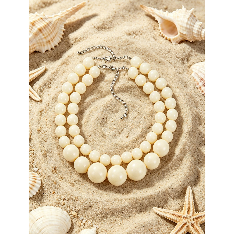 2pc Bohemian Acrylic Round Geometric Necklace Set, Summer