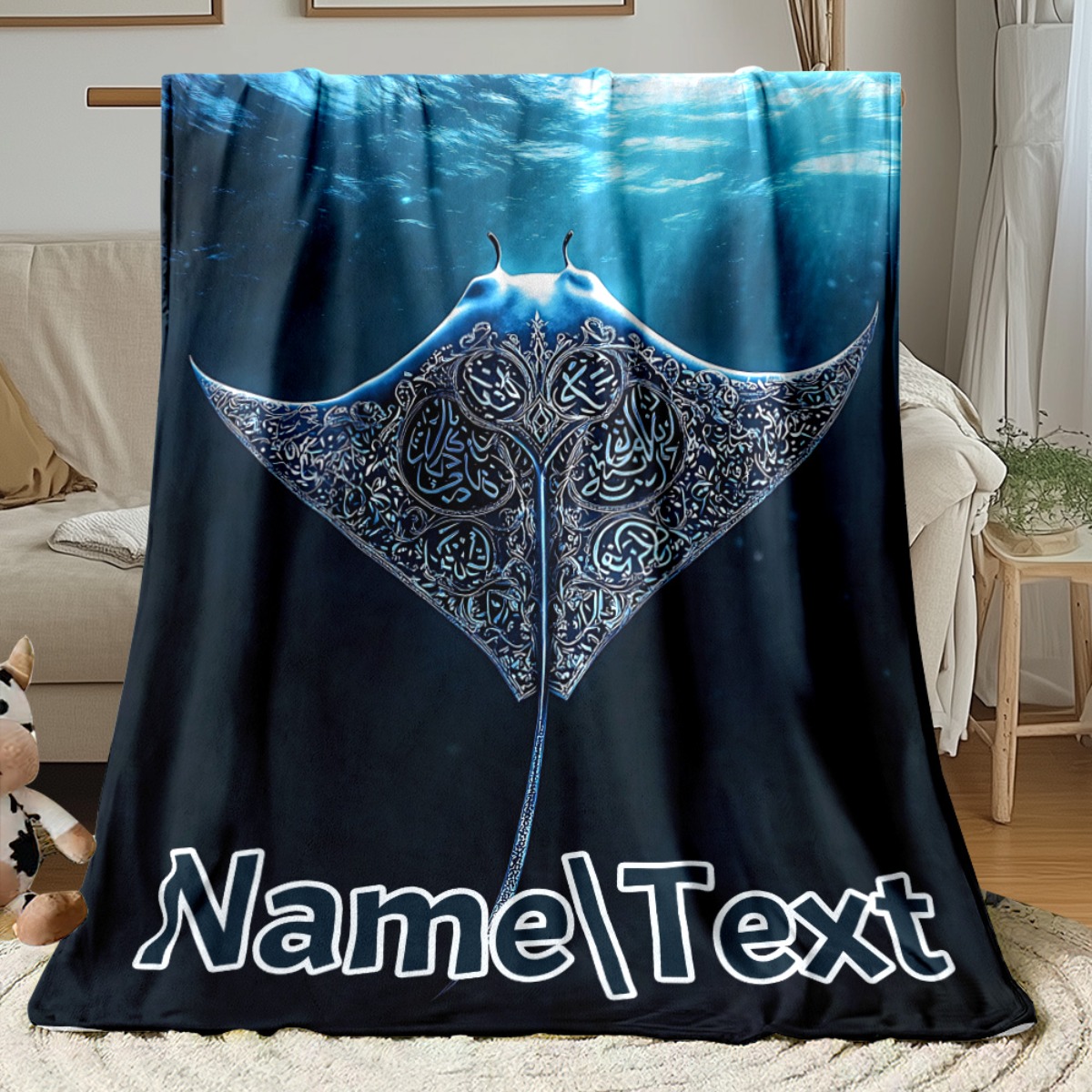 TEMU Personalized Ray Ocean Blanket - A Lightweight Bedding Option Sofas, Beds, Travel, Camping, And Various . And Cozy Blanket Features A 2d Flat