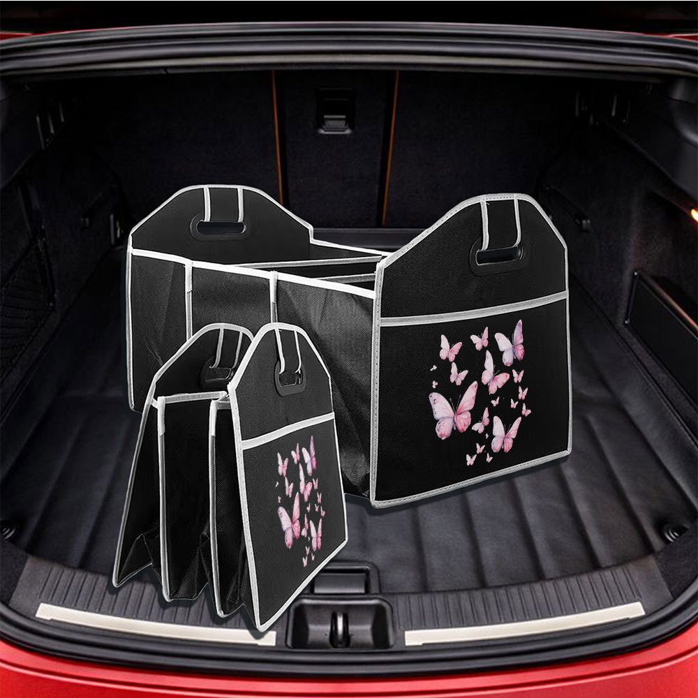 TEMU 1pc Pink Pattern Car Storage Box Car Multifunctional Storage -pilot Large Opening Storage Box Trunk Organizer Car Storage Artifact Home Kitchen