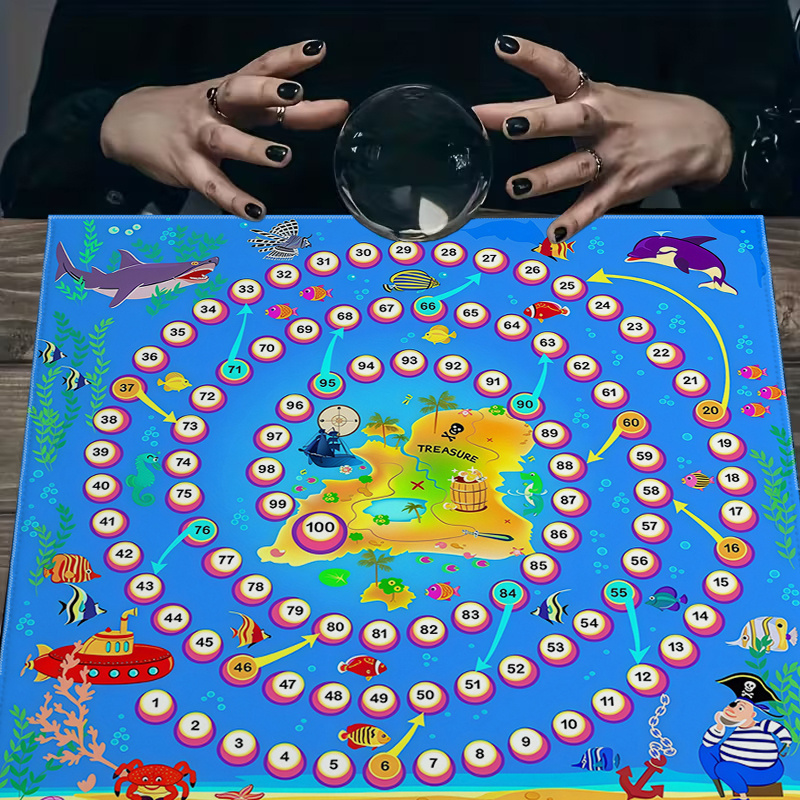 1pc World Pirate Shark Game Print Tablecloth, Game Card Mat, Furniture Protective Tablecloth, Coffee Table Cover, Entertainment Game Party Gathering, Mysterious Design Desktop Atmosphere Decoration