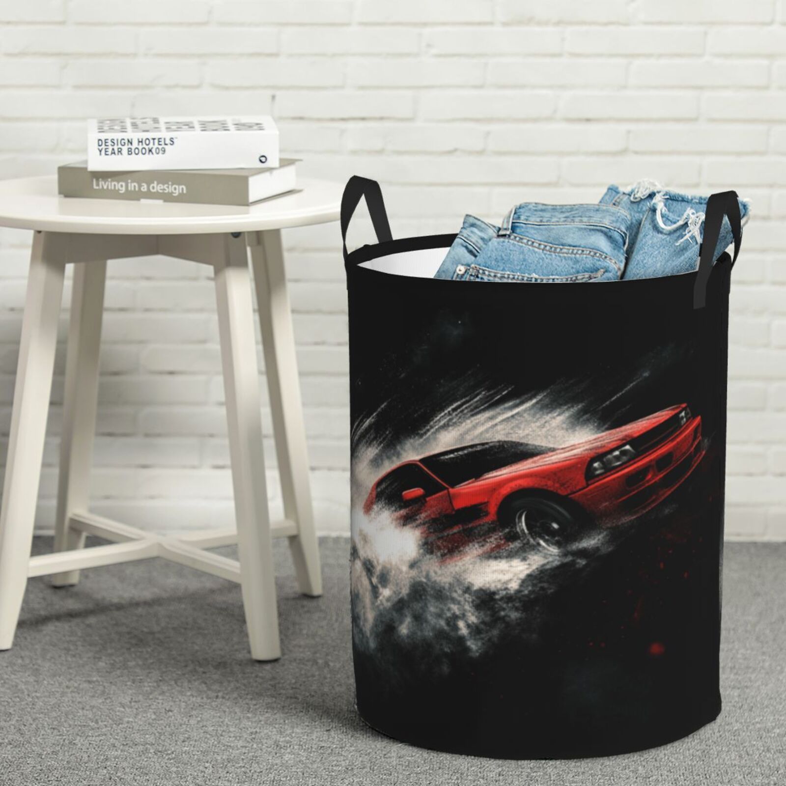 

1pc Waterproof Foldable Storage Basket, Red Oxford Fabric Laundry Hamper With Handles, 13.8x16.5 Inches, For Bedroom, Bathroom, Dorm, Kids Room - Round Shape, Laundry Baskets