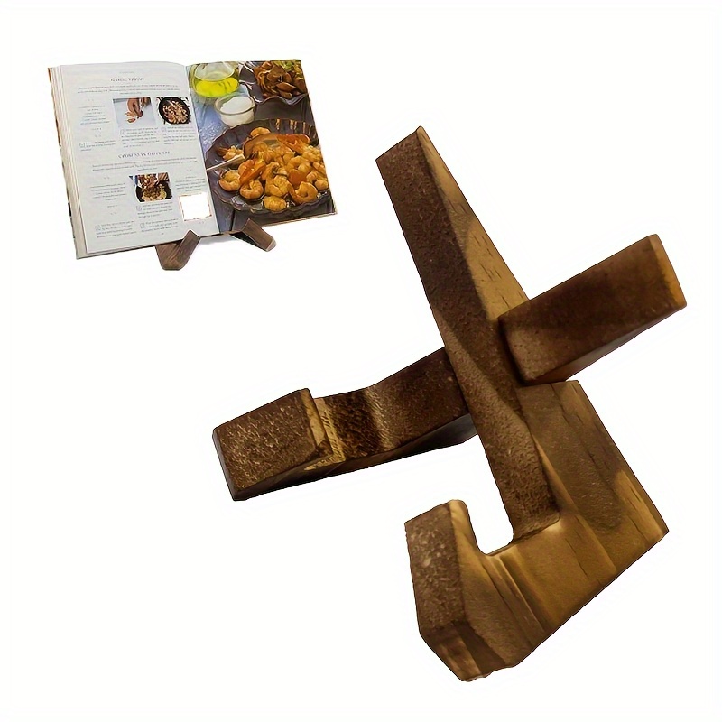 Image of 1pc Handmade Stand - Wood Book Holder & Menu Display, Modern Kitchen Desk Organizer With , Cookbook Stand For Home, Perfect Gift For (valentine'/mother' Day) - Page