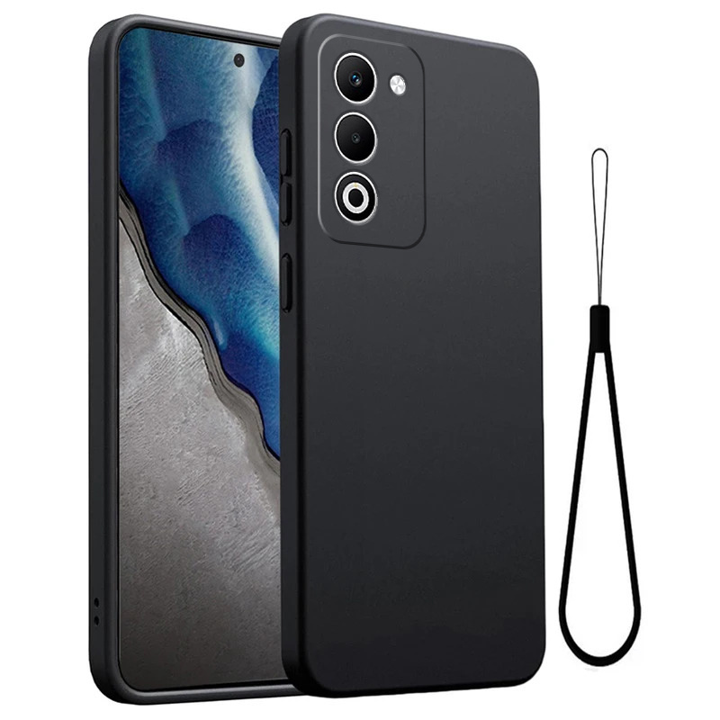 TEMU Phone Case: Soft Matte Black Tpu Protective Case For Oppo A5 5g, With A Matching Black Tpu Soft Wrist Strap