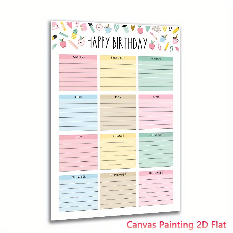 TEMU 1 stuk Verjaardagskalender Poster - Pastelkleuren Verjaardagstracker van tot December, Klaslokaal Decoratie, Verjaardagsplanner voor Leraren,