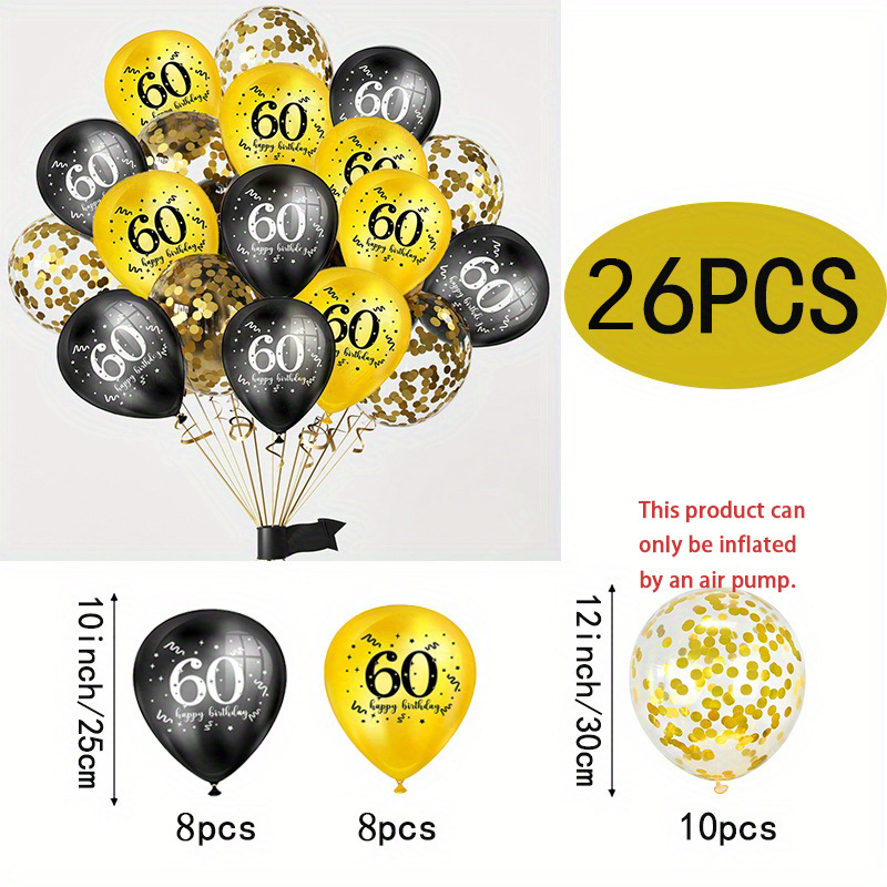 Set Of And Golden Balloons For A 60th Birthday Celebration, Perfect For Indoor And Outdoor Decorations., For Halloween, Christmas