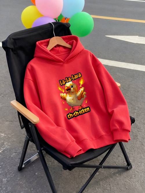 item picture girls hooded sweatshirt fun pixel flame chick theme new style sweatshirt trendy print pattern fashionable and comfortable childrens top