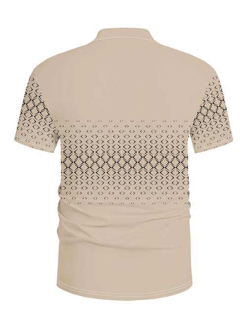 mens casual striped print short sleeve shirt with button detail and lapel collar light gray