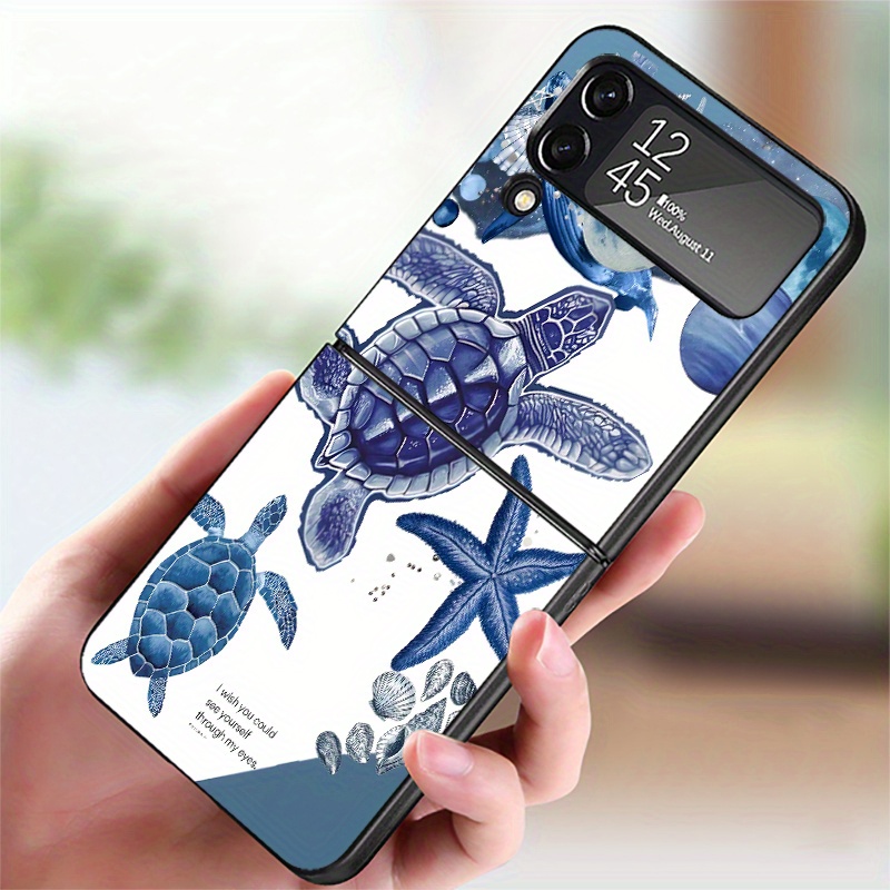 TEMU Phone Case: Hard Back Cover Phone Case Suitable For For Galaxy Z Flip 7 6 5 4 3 Z Fe Z Flip5 Z Flip4 Sea Turtle Starfish Art