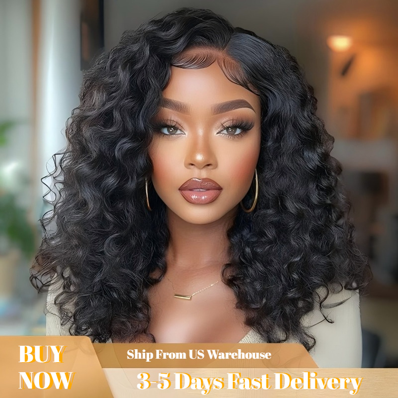 TEMU Brazilian Water Wave Human Hair Wig | 250% Density | Short Curly Bob Lace Front For Women | Natural Black | Real Human Hair | Versatile Styling Options, Short Hair Wig