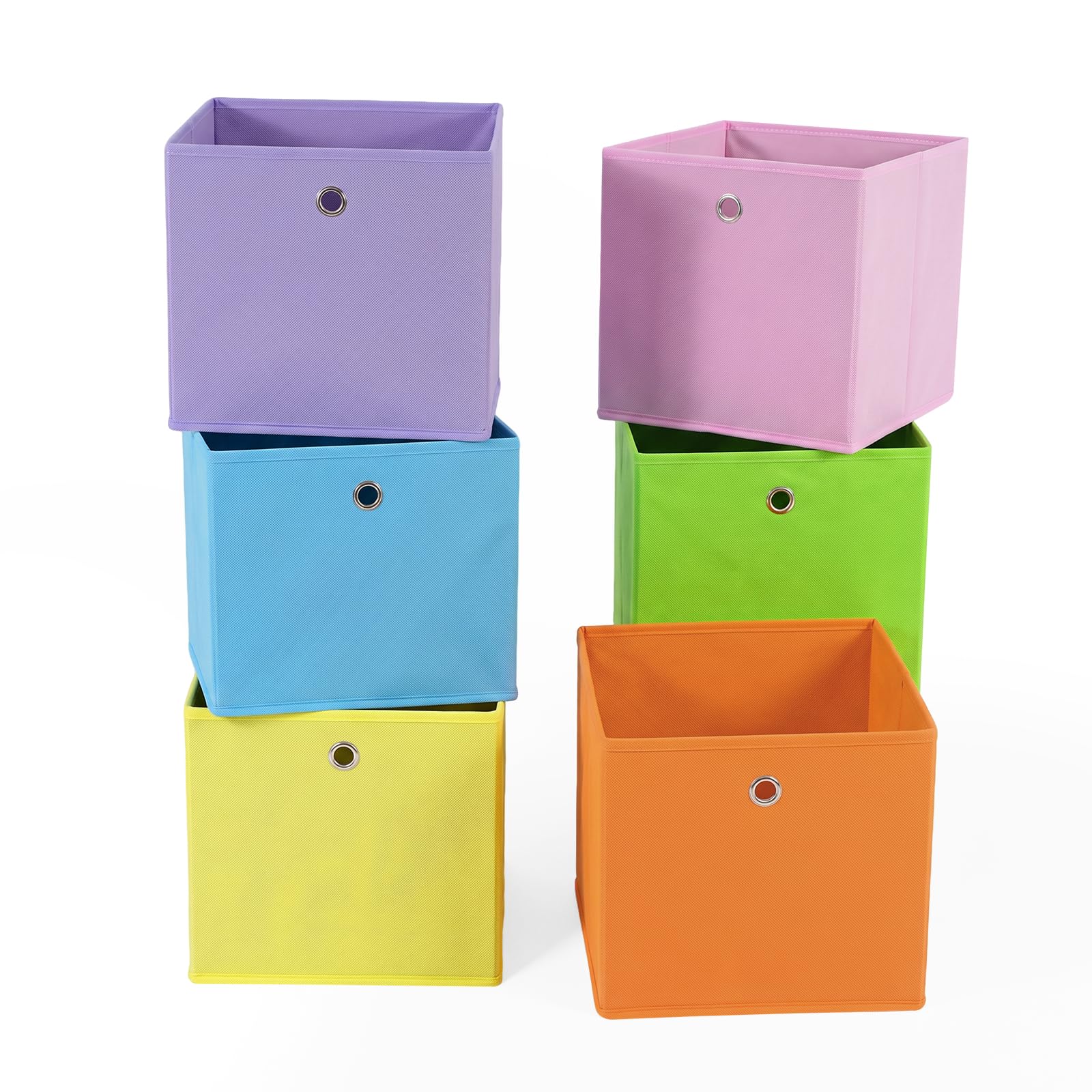 TEMU Sekey Faltbare Aufbewahrungsbox mit Griff - 6er-Pack, 33X33X33Cm, Bunte Mischset, Passend für Regale & EKET Würfel, für Kleiderorganisation,