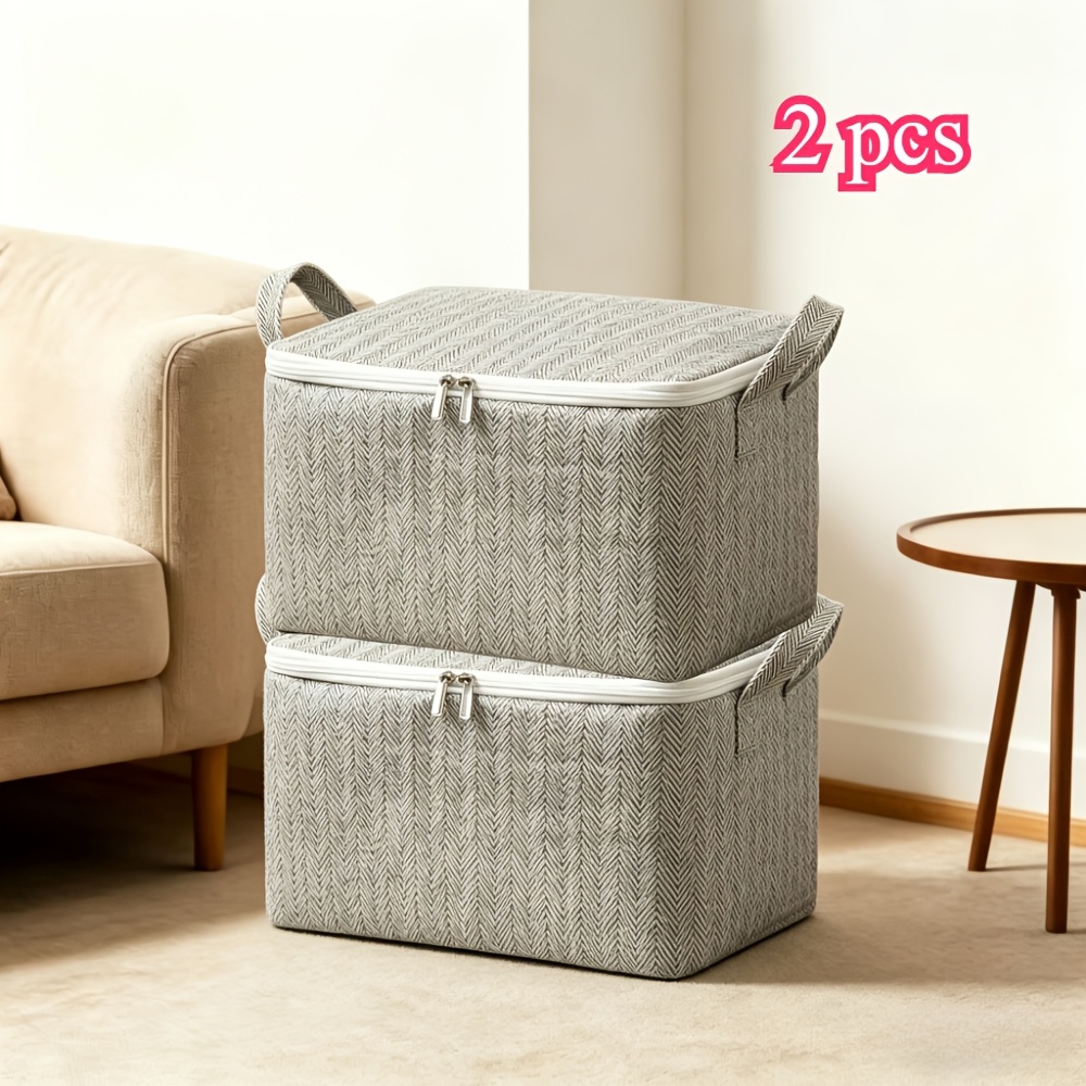 TEMU 2pcs Set Of Extra Large Capacity Foldable Storage Boxes, Moving Bags Spring Storage With Lid Storage Baskets, Home Moving Packing Bags Storage