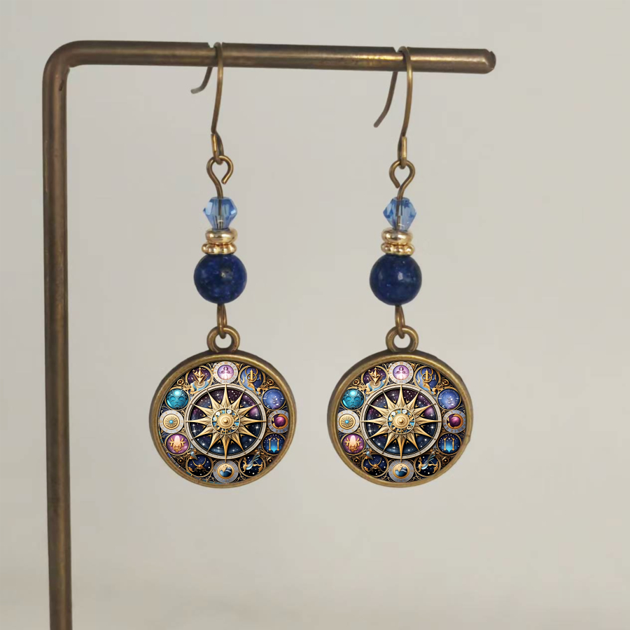 TEMU Unique -themed Earrings Featuring Zodiac Signs, Stars, And Planets, Astrology Lovers. Ideal For Christmas, Birthdays, Or Everyday Wear