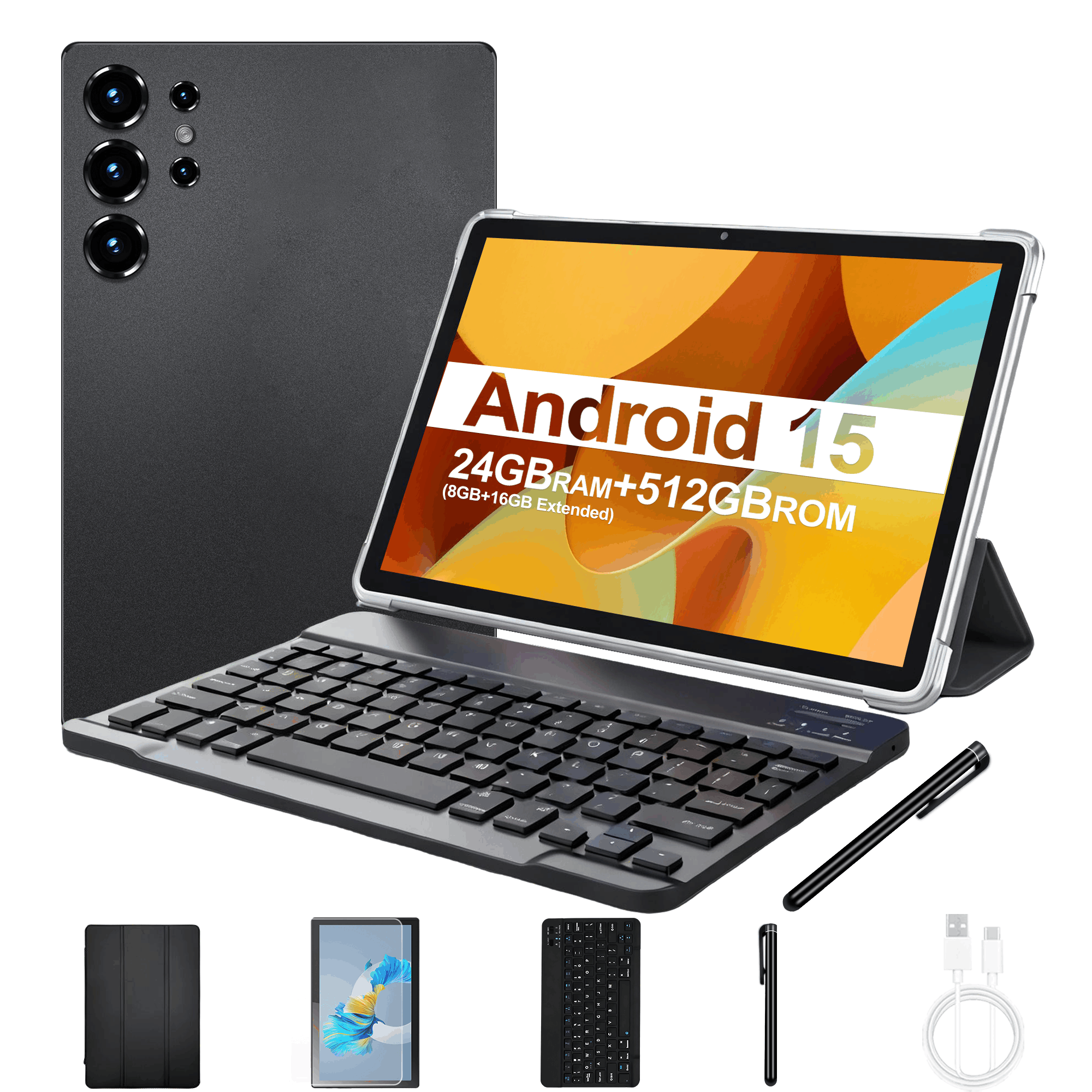 TEMU Tablet de Rendimiento 24GB (8GB+16GB) RAM 512GB ROM, 15, Pantalla de 10.1 Pulgadas, Cámara Trasera de 16MP, Batería de 6000Mah, Procesador