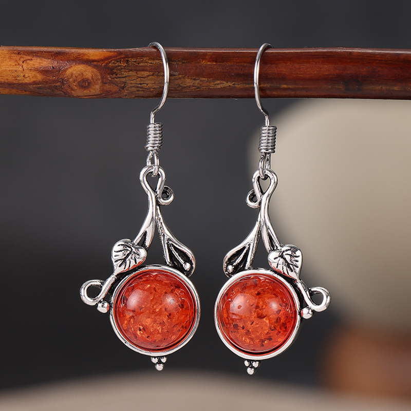 TEMU Vintage Inlaid Branch Drop Women's Earrings Trendy Silvery Color Hand Carving Daily Wear Party Jewelry Anniversary Gift