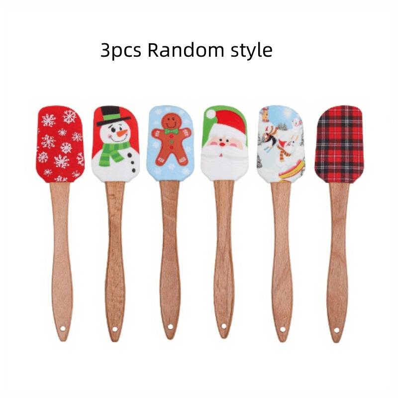 TEMU Christmas Spatula With Santa, , - Kitchen Utensil For Baking, Cake Decorating, Cooking - Recycled Wood Handle - Gift For Christmas Baking,