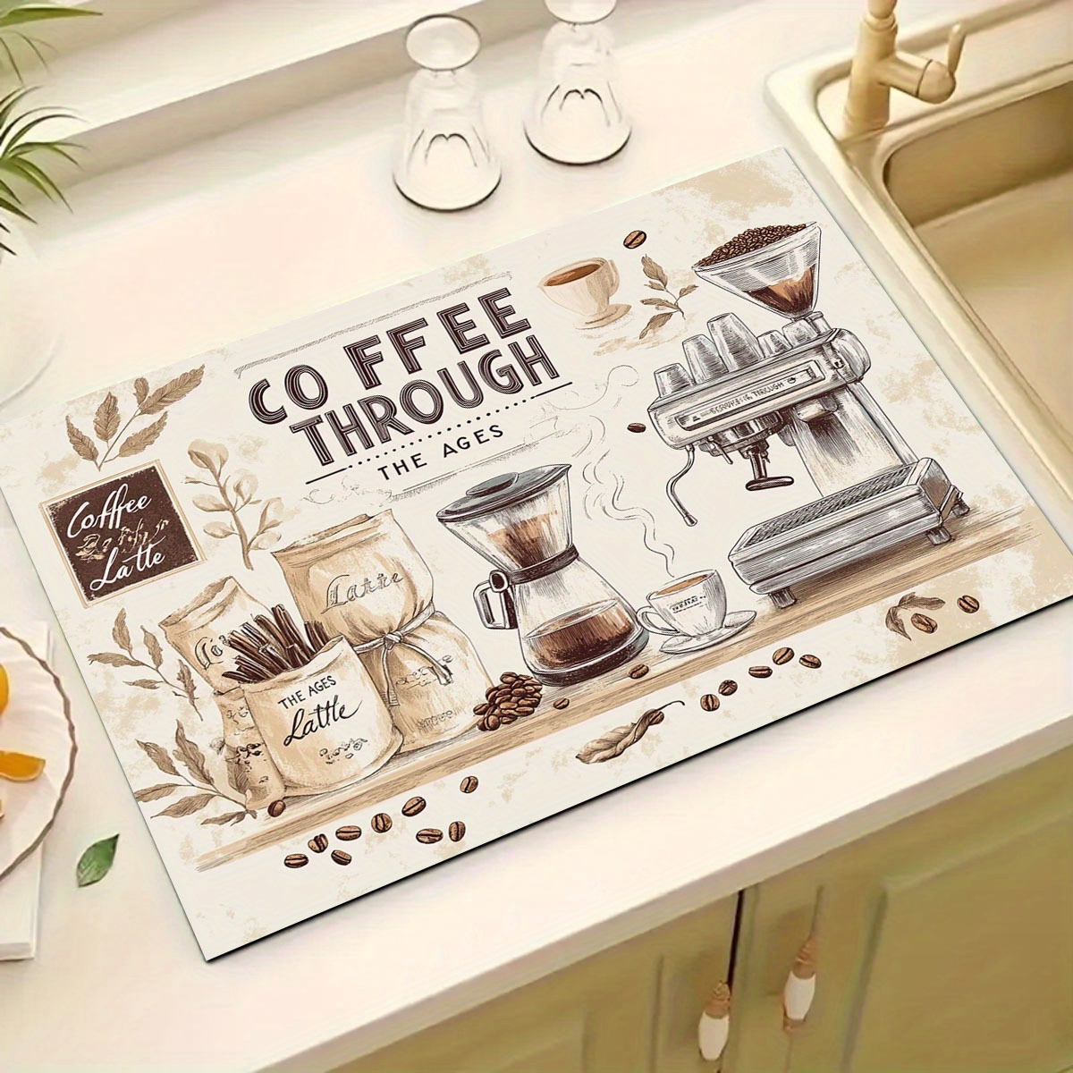 E-shop 1 Stück Kaffeemaschinen-Unterlage geeignet für Espressomaschinen & italienische Kaffeemaschinen, rutschfeste Arbeitsplatte mit hoher