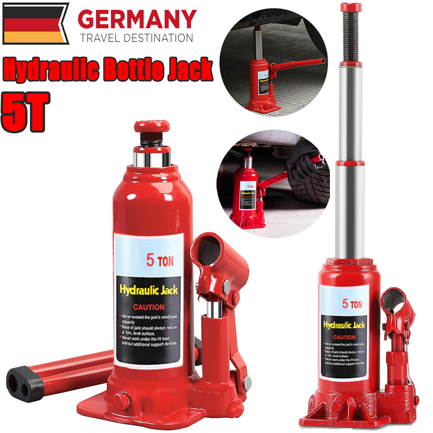 Image of Hydraulic Bottle Jack With , 5 Ton Capacity, -directional Welded Bottle Car Jack For Car, Truck, Rv, Pickup Truck, Auto Repair