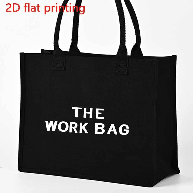 E-shop Große THE WORK BAG Tragetasche mit Aufdruck - Robuste lässige Schultertasche aus Polyester, minimalistische Handtasche, offene