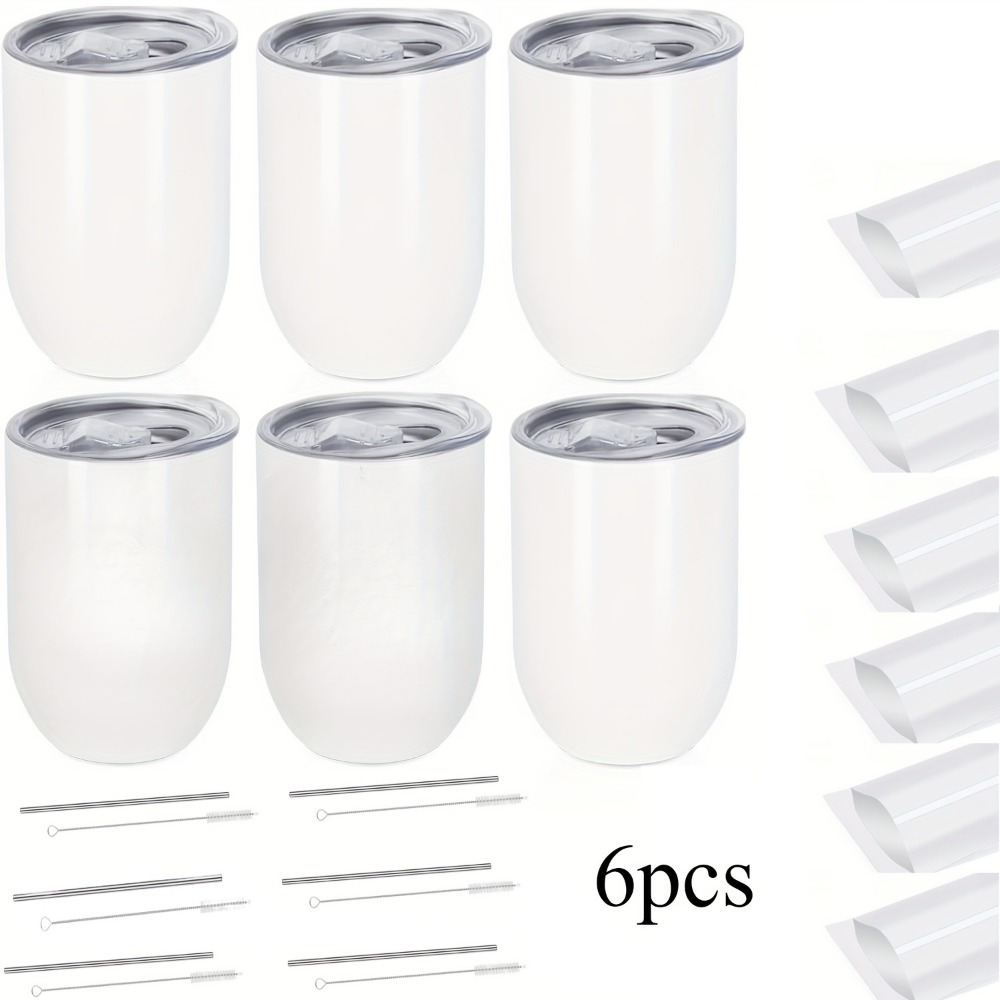 TEMU 3pcs/6pcs 12oz Sublimation Blank Bulk Stainless Steel Insulated Sublimation Tumblers With Straws And Straw Brushes