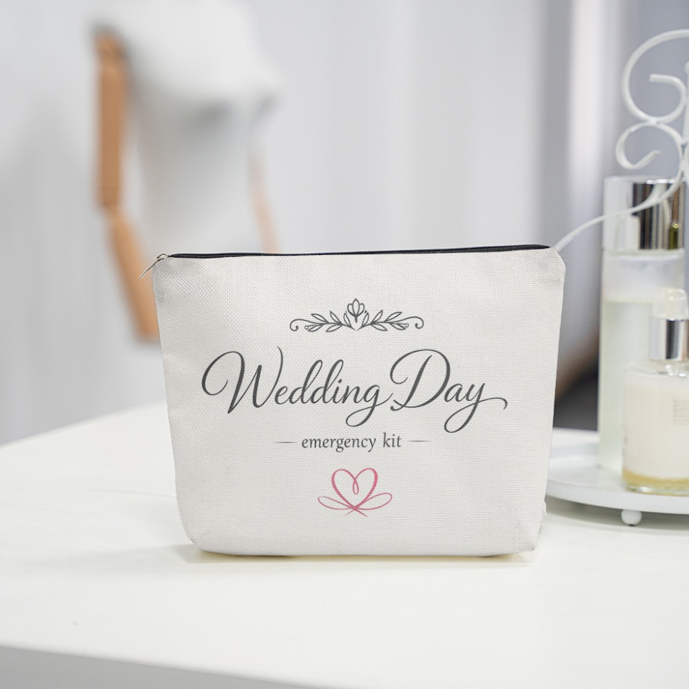 TEMU 1pc Makeup Bag Wedding Day Emergency Double-sided Makeup Pouch With Zipper, Large Capacity Toiletry Bag, Cute Fashion Wallet Portable Storage