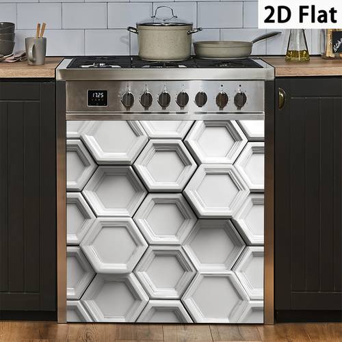 1 pz adesivi magnetici riutilizzabili a motivo esagonale piatto 2d , senza colla, facili da pulire, decorazioni per cucina, frigorifero e lavastoviglie, senza adesivo , regali e creativi per feste e compleanni, adesivi da parete per cucina, piatto 2d