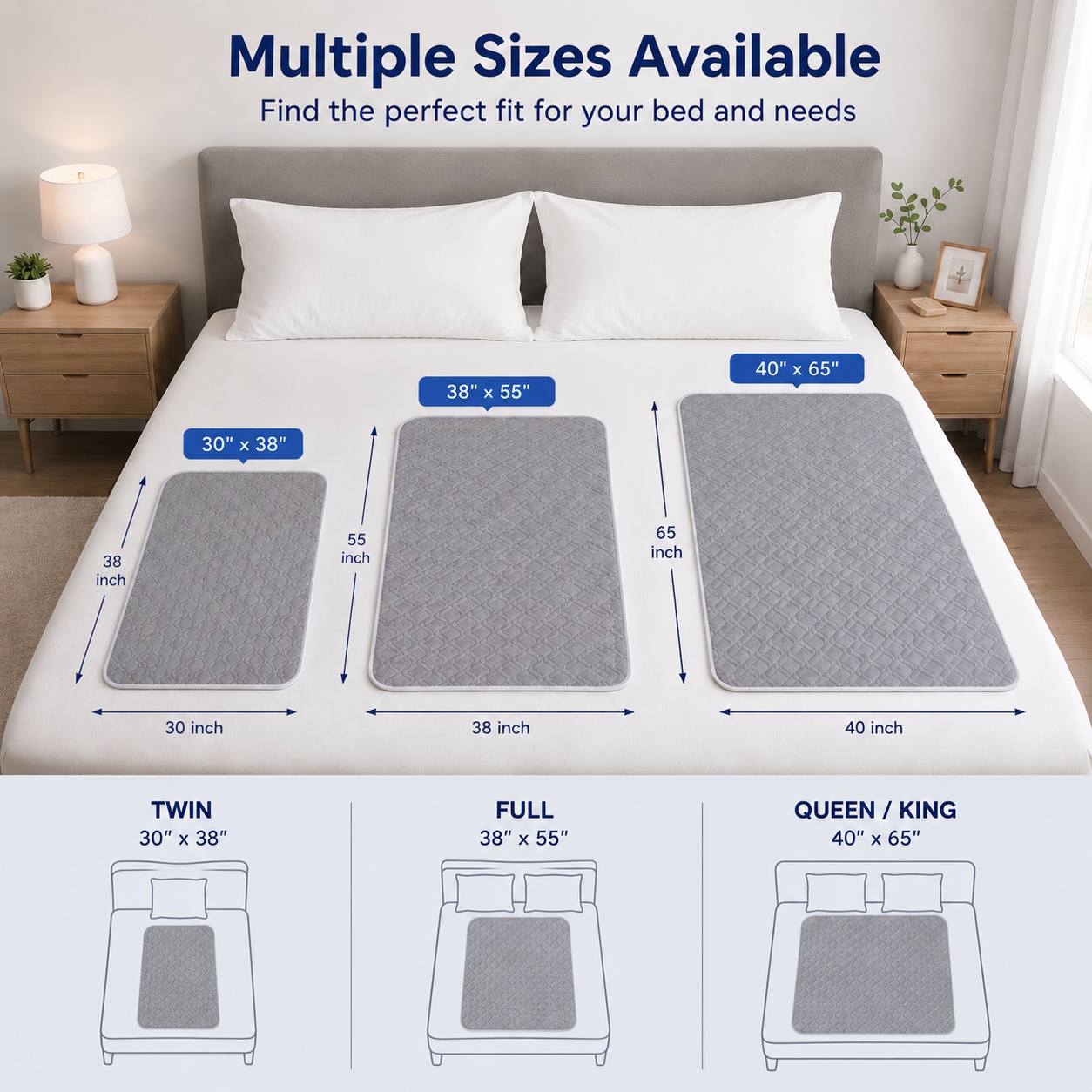 TEMU 2pcs Breathable Pee Pads, Washable For Adults- Reusable Bed Pads, Overnight Pads, Heavy Absorbency Waterproof Mattress Protector For Elderly&