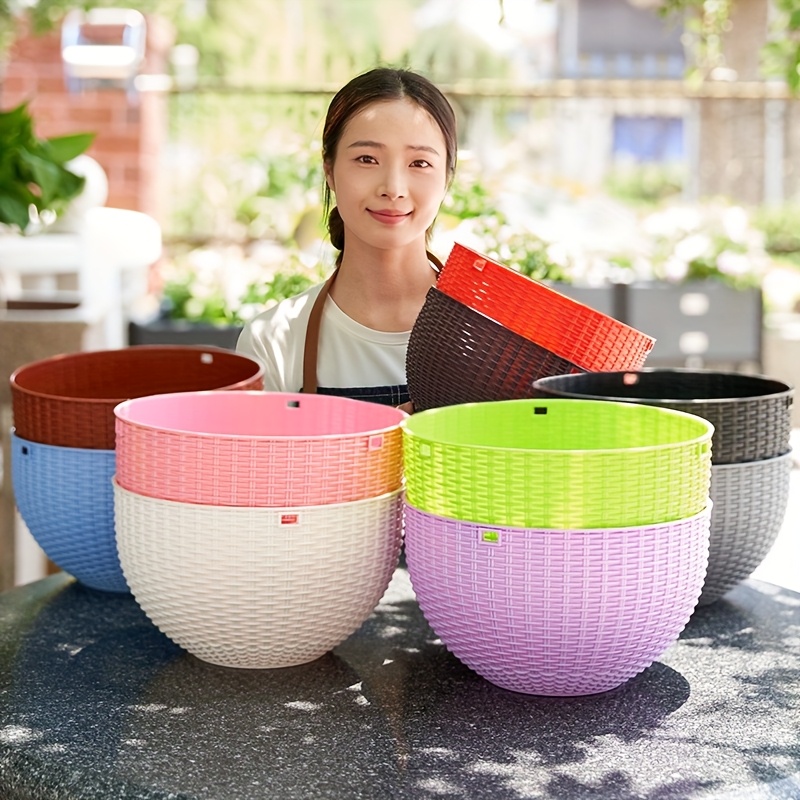 weißes hängender korb blumentopf set korbgeflecht innen