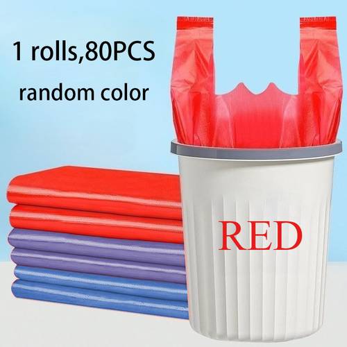 1 roll 80pcs of handheld garbage bags random colors colored trash bags household handheld plastic bags specifically designed for camping and rv use thickened and enlarged bags suitable for multi purpose use in kitchens and living rooms