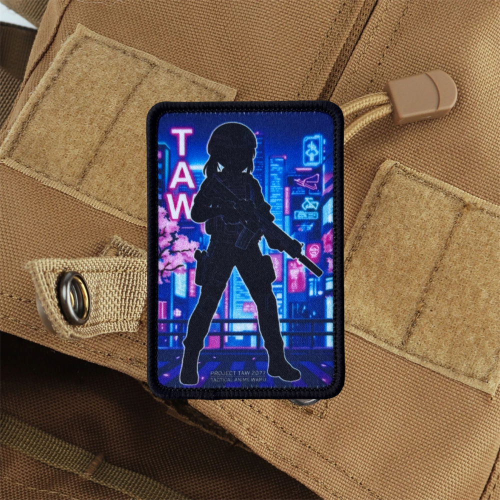 anime waifu     neon hook loop badge for backpacks airsoft vests