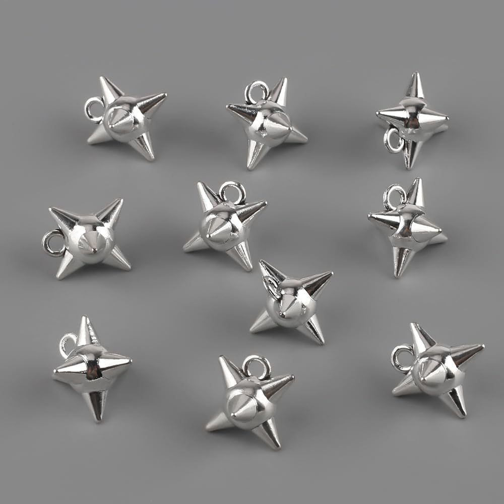 TEMU 10pcs 3d Meteor Hammer Pendants For Jewelry Making Spiky Ball Gothic Charms For Jewelry Making Bulk Pendant Charms For Bracelets Necklaces