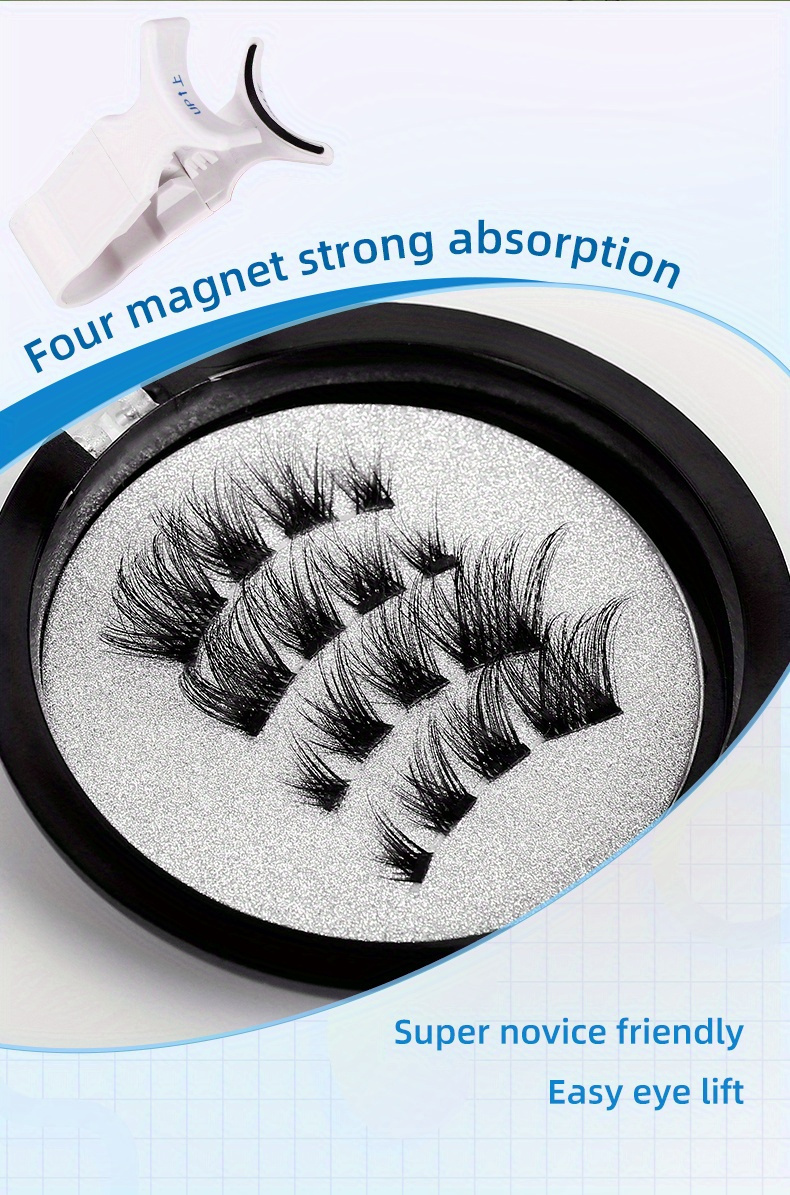 magnetic false eyelashes set of 4 magnetic false eyelashes reusable no required alcohol free plastic material professional eye makeup accessories details 1