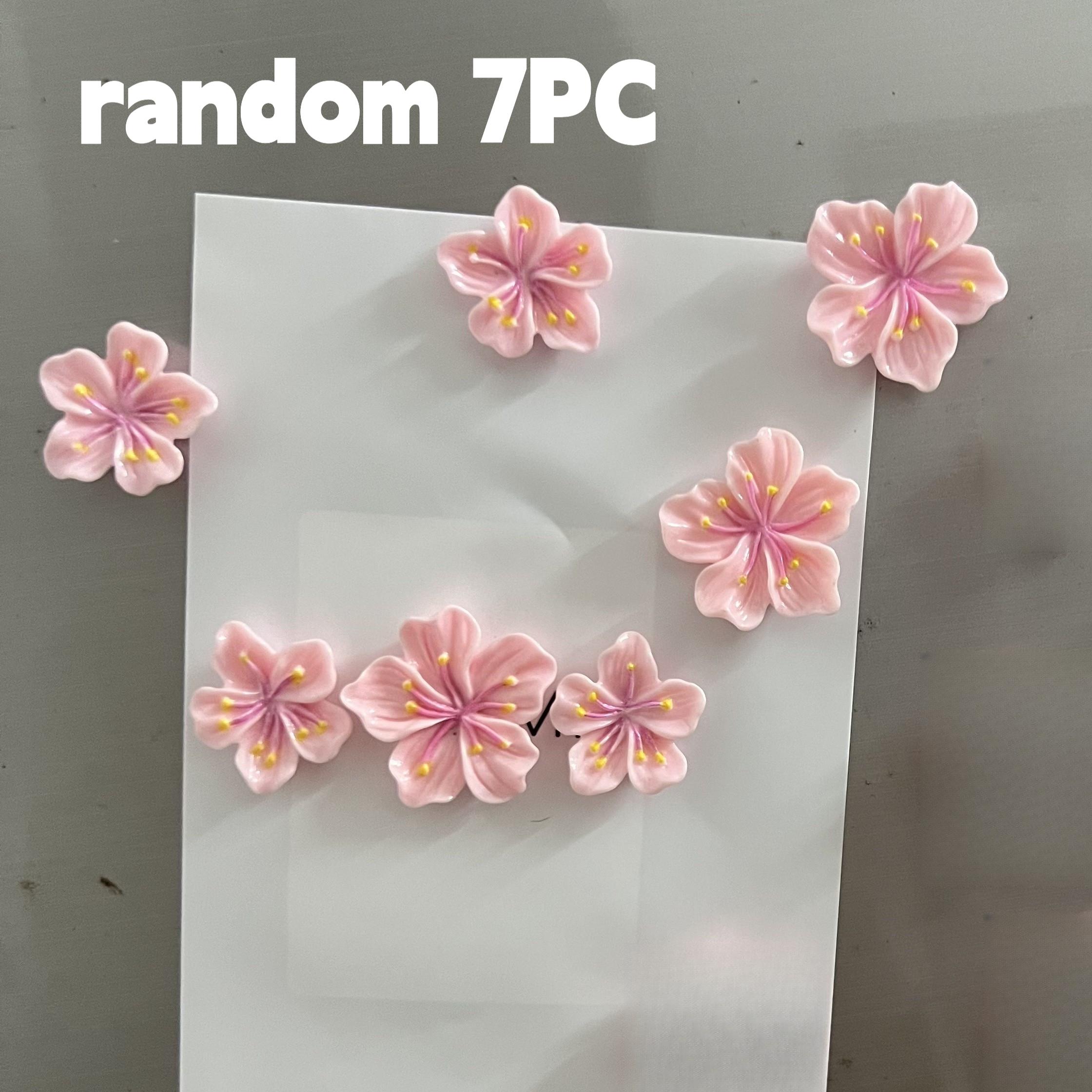 TEMU Calamite da frigorifero casuali da 7 pezzi con fiori di ciliegio rosa - per uso decorativo, adatte per lavagne bianche da ufficio, armadietti e