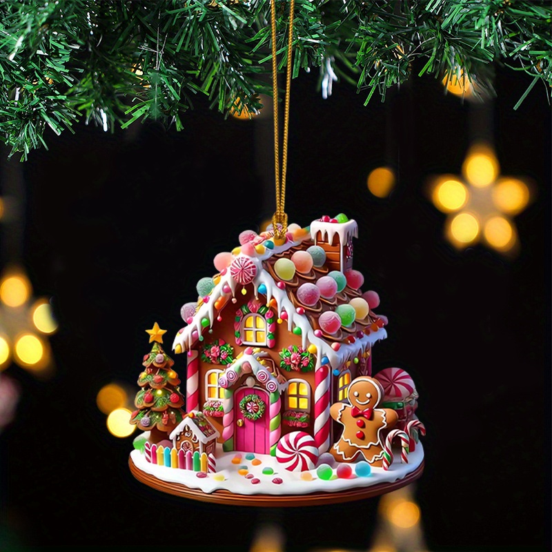

1pc Christmas Ornament - Double- 2d Pendant, No-electricity Hanging Decoration,