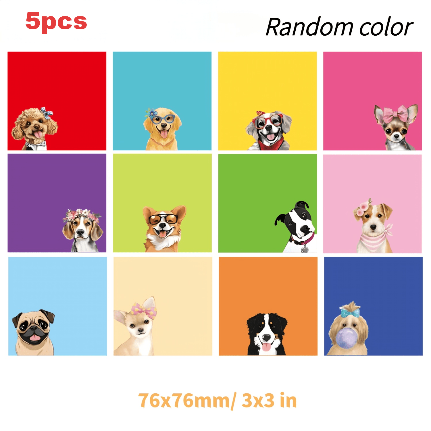 TEMU 5-set Cute Dog Sticky Notes | Kawaii Corgi, French Bulldog, Golden Retriever, Poodle Memo Pads, Aesthetic Adhesive Paper For Student Journals,